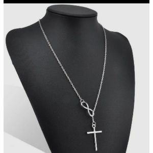 Silver Cross & Infinity Necklace Choker